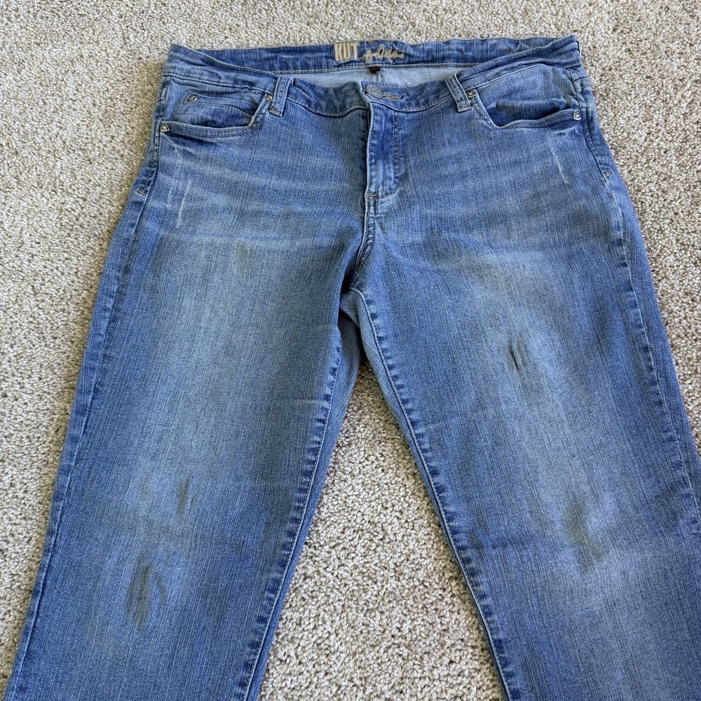 KUT From The Kloth Straight Jeans Womens 12 Med Wash Blue Stretch Denim Pants